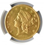 USA, Liberty Head, 20 dolarów 1860 S, San Francisco, NGC AU