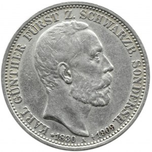 Niemcy, Schwarzburg-Sonderhausen, Karl, 3 marki 1909, Berlin, edycja pośmiertna
