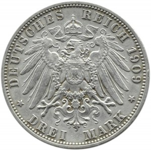Niemcy, Schwarzburg-Sonderhausen, Karl, 3 marki 1909, Berlin, edycja pośmiertna