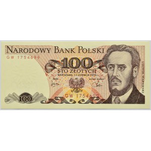 Polska, PRL, L. Waryński, 100 złotych 1979, seria GW, Warszawa, UNC