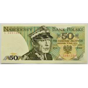 Polska, PRL, gen. K. Świerczewski, 50 złotych 1975, seria S, Warszawa, UNC