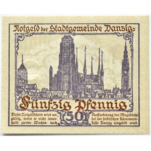 Wolne Miasto Gdańsk, 50 fenigów (pfennig) 1919, UNC