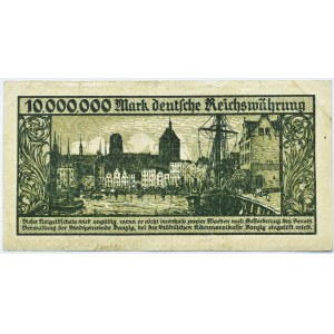 Wolne Miasto Gdańsk, 10 milionów marek 1923, seria A, prawidłowy napis