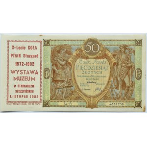Polska, II RP, 50 złotych 1929, seria EL., okolicznościowy nadruk, Stargard 1972-82