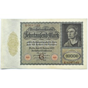 Niemcy, Republika Weimarska, 10000 marek 1922, seria E/G, Berlin, duży format