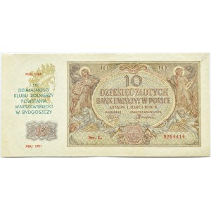 Polska, Generalna Gubernia, 10 złotych 1940, seria L, nadruk, Klub Żołnierza