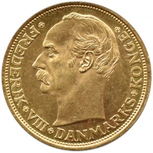 Dania, Fryderyk VIII, 20 koron 1911 VBP, Kopenhaga, UNC