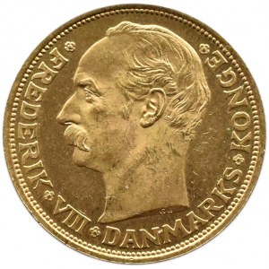 Dania, Fryderyk VIII, 20 koron 1908 VBP, Kopenhaga