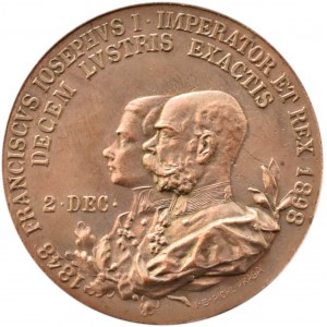 Franciszek Józef I, medal wybity z okazji 50 rocznicy objęcia tronu (1848-1898), sygnowany I.B. Pichl Praga