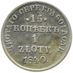 Mikołaj I, 15 kopiejek/1 złoty 1840 HG, Petersburg