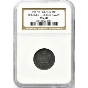 Królestwo Polskie, 10 fenigów 1917, Stuttgart, NGC MS60