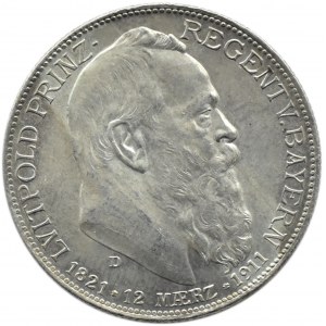 Niemcy, Bawaria, Prinz Luitpold, 2 marki 1911 D, Monachium