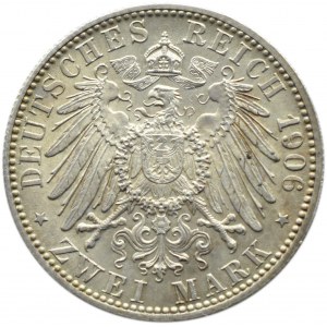 Niemcy, Badenia, Fryderyk, 2 marki 1906, Złote Gody, Karlsruhe