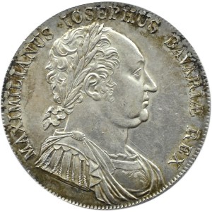 Niemcy, Bawaria, Maximilian Józef, talar 1818, Monachium, Konstytucja, bardzo ładny