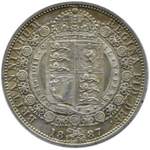 Wielka Brytania, Wiktoria, 1/2 korony (2,5 florena) 1887, Londyn