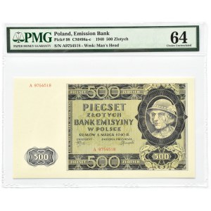 Polska, Generalna Gubernia, 500 złotych 1940, seria A, PMG 64