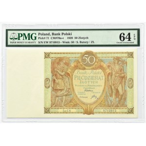 Polska, II RP, 50 złotych 1929, seria EW, Warszawa, PMG 64 EPQ
