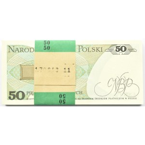 Polska, PRL, paczka bankowa 50 złotych 1988, seria KH, UNC
