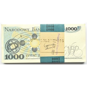 Polska, PRL, paczka bankowa 1000 złotych 1982, seria HH, UNC