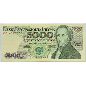 Polska, PRL, F. Chopin, 5000 złotych 1982, seria CS, Warszawa, UNC