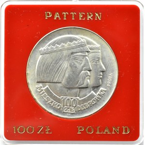 Polska, PRL, 100 złotych 1966, Mieszko i Dąbrówka - głowy, próba, UNC