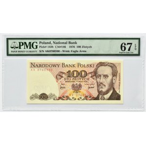 Polska, PRL, L. Waryński, 100 złotych 1976, seria AK, Warszawa, PMG 67 EPQ