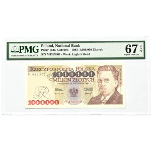 Polska, III RP, Wł. Reymont, 1000000 złotych 1993, seria M, Warszawa, PMG 67 EPQ