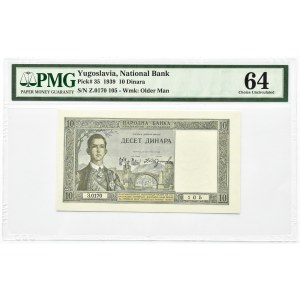 Jugosławia, 10 dinarów 1939, seria Z.0170, Belgrad, PMG 64
