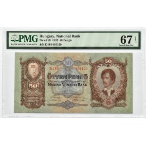 Węgry, 50 pengo 1932, Budapeszt, seria D 185, PMG 67 EPQ