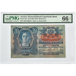 Austria, 20 koron 1913, seria 1204, Wiedeń, PMG 66 EPQ