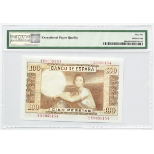 Hiszpania, Juan Carlos, 100 peset 1953, Madryt, seria 1X, PMG 66 EPQ
