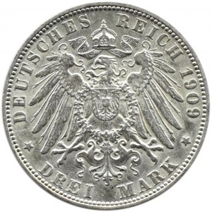 Niemcy, Hamburg, 3 marki 1909 J, Hamburg