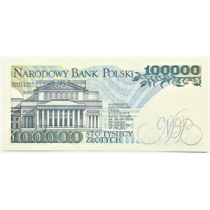 Polska, III RP, St. Moniuszko, 100000 złotych 1990, seria A, Warszawa, RZADKIE, UNC