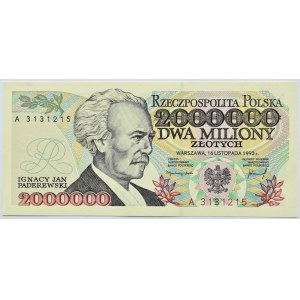 Polska, III RP, I. J. Paderewski, 2000000 złotych 1993, seria A, Warszawa, UNC