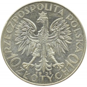Polska, II RP, Głowa Kobiety, 10 złotych 1932, ze znakiem mennicy, Warszawa