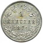 Niemcy, Wirtembergia, 1 kreuzer 1871, Darmstadt, UNC