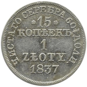 Mikołaj I, 15 kopiejek/1 złoty 1837 MW, Warszawa