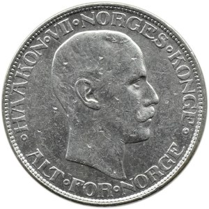 Norwegia, Haakon VII, 2 korony 1913, Kongsberg, rzadkie