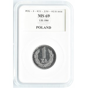 Polska, PRL, 1 złoty 1984, PCG MS69
