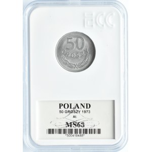 Polska, PRL, 50 groszy 1973, Warszawa, GCN MS68