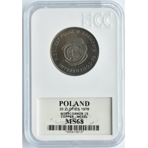 Polska, PRL, 20 złotych 1978, Polak w kosmosie, Warszawa, GCN MS68