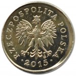 Polska, III RP, destrukt, 20 groszy 2015, przesunięty stempel