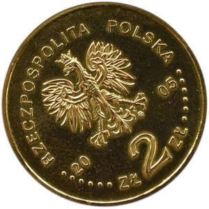 Polska, III RP, destrukt, 2 złote 2005 Solidarność, skrętka o 45%