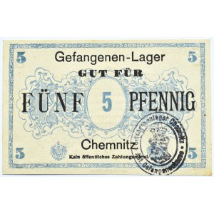 Chemnitz, Kriegsgefangenen-Lagergeld, 5 pfennig 1914-1921