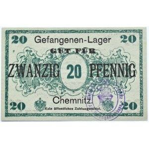 Chemnitz, Kriegsgefangenen-Lagergeld, 20 pfennig 1914-1921