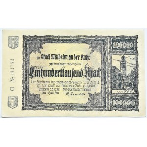 Niemcy, Mülheim an der Ruhr, 100000 marek 1923, rzadkie