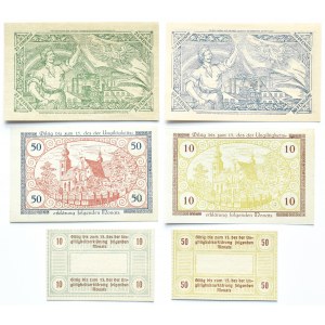 Tichau/Tychy, lot 6 notgeldów, 10-50 pfennigów 1918-1921, UNC