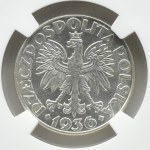 Polska, II RP, Żaglówka, 2 złote 1936, Warszawa, NGC MS63
