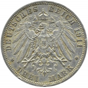 Niemcy, Anhalt, Fryderyk II, 3 marki 1911 A, Berlin