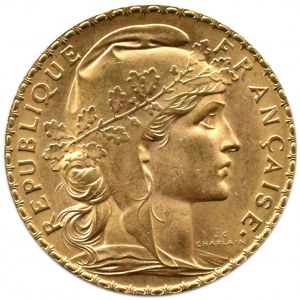 Francja, Republika, Kogut, 20 franków 1908, Paryż